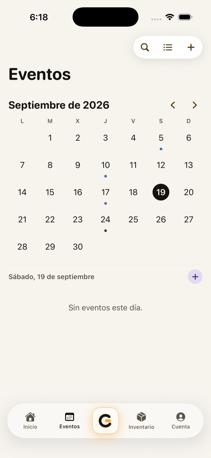 Calendario móvil de eventos de Gestyou